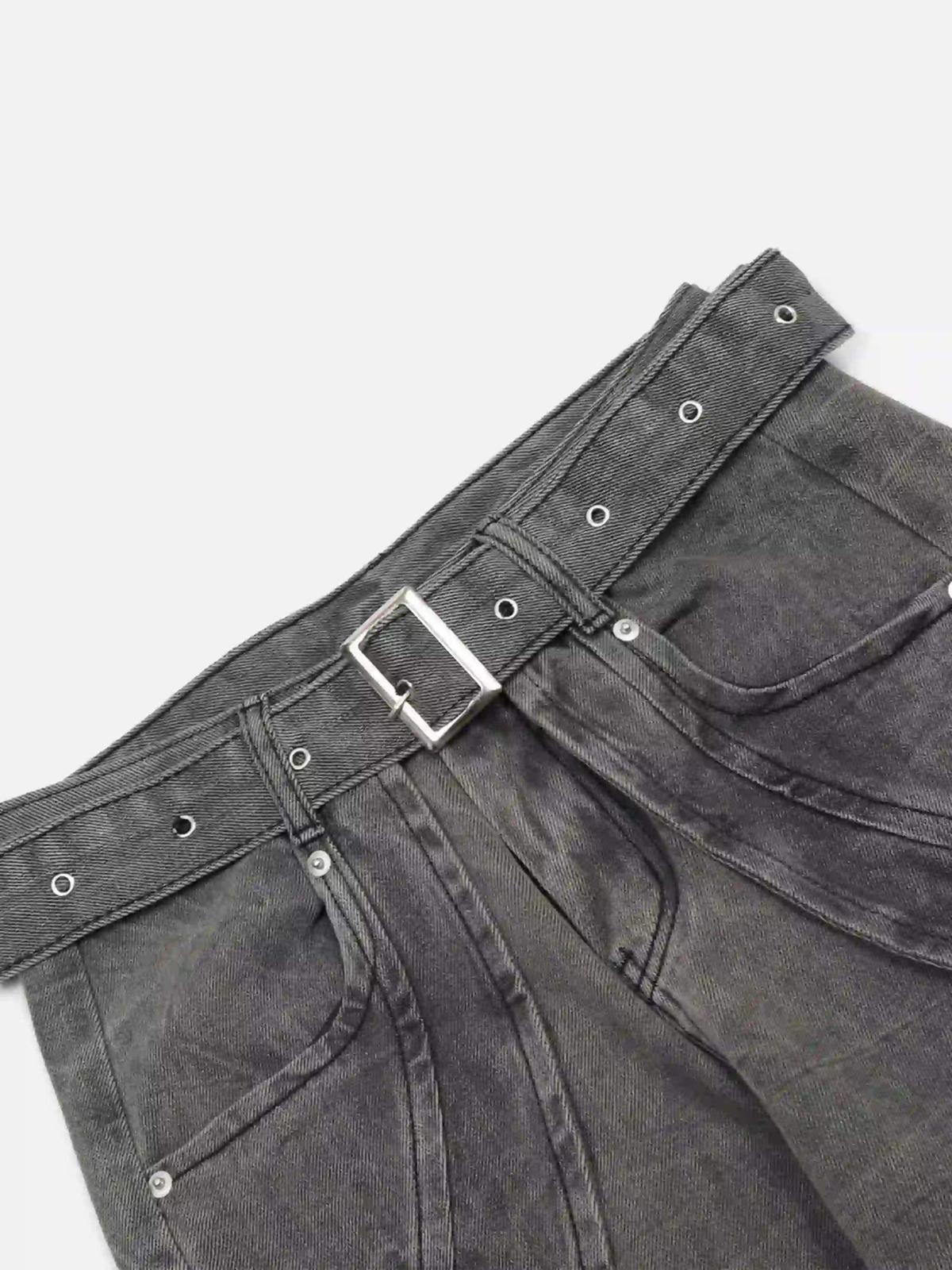 Concert Outfit Distressed Punk Jeans With Metal Belt Concert Outfit Distressed Punk Jeans With Metal Belt