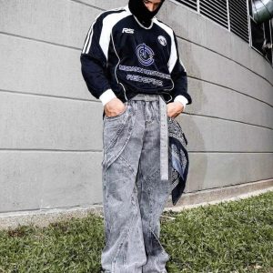 Concert Outfit Distressed Punk Jeans With Metal Belt