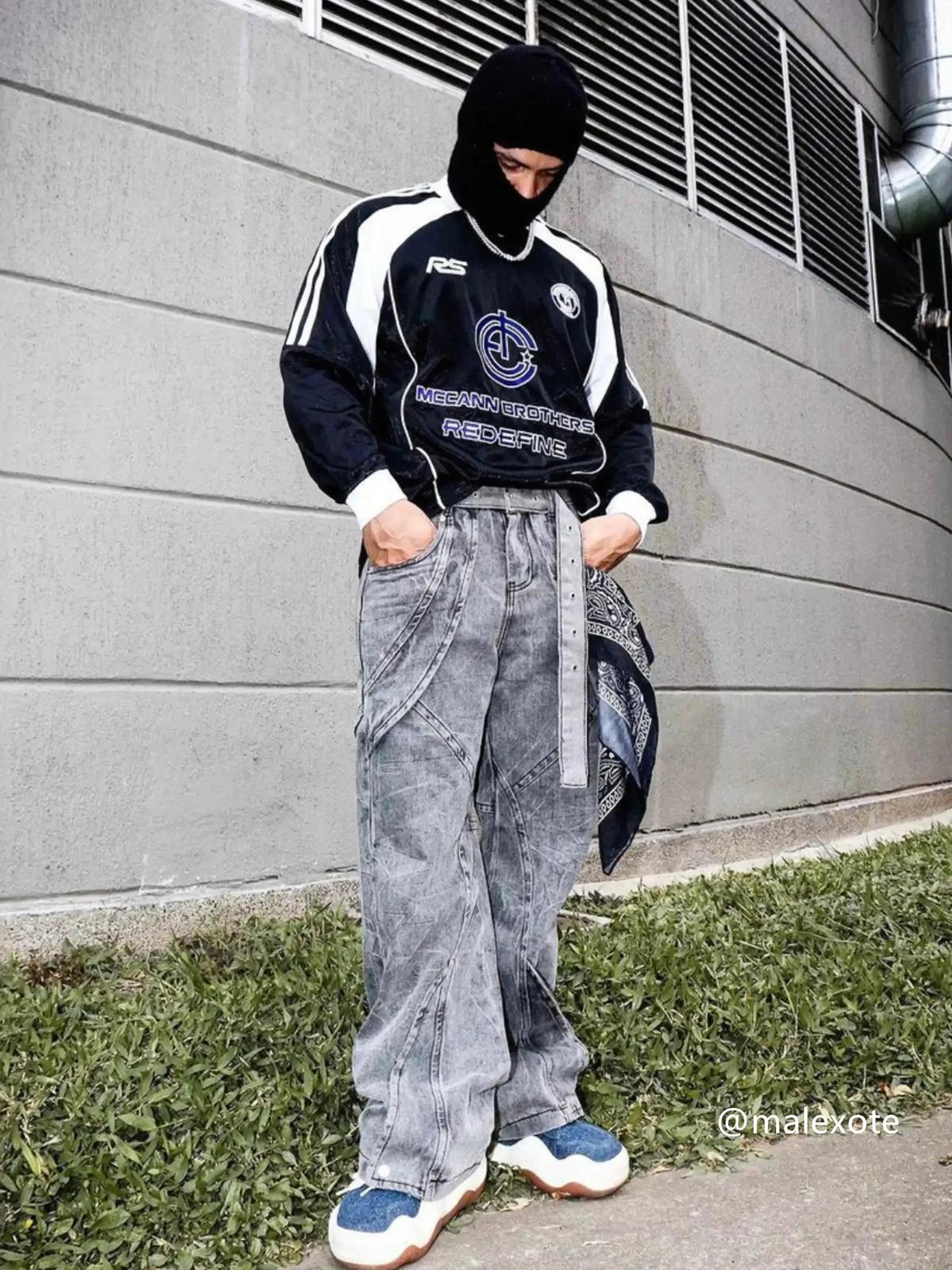 Concert Outfit Distressed Punk Jeans With Metal Belt Concert Outfit Distressed Punk Jeans With Metal Belt