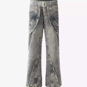 Concert Outfit Distressed Punk Jeans With Metal Belt