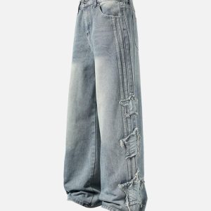 Concert Outfit Distressed Raw Edge Baggy Jeans