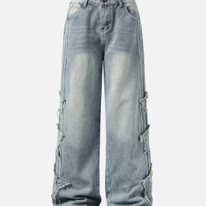 Concert Outfit Distressed Raw Edge Baggy Jeans