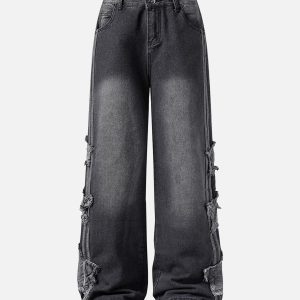 Concert Outfit Distressed Raw Edge Baggy Jeans