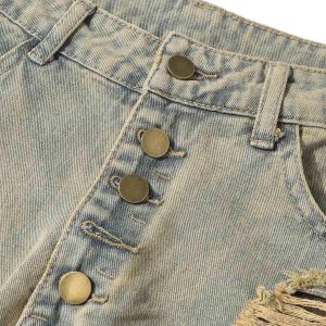 Concert Outfit Distressed Raw Edge Patch Jeans