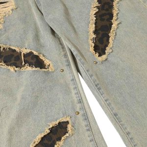 Concert Outfit Distressed Raw Edge Patch Jeans