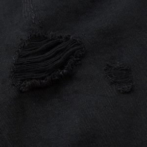 Concert Outfit Distressed Ripped Black Denim Shorts