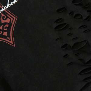 Concert Outfit Distressed Ripped Graphic Cross Print Vest