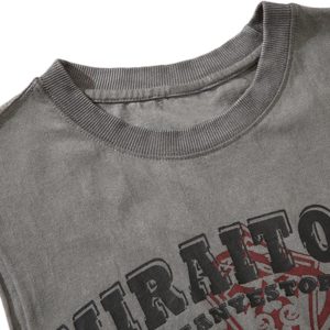 Concert Outfit Distressed Ripped Graphic Cross Print Vest