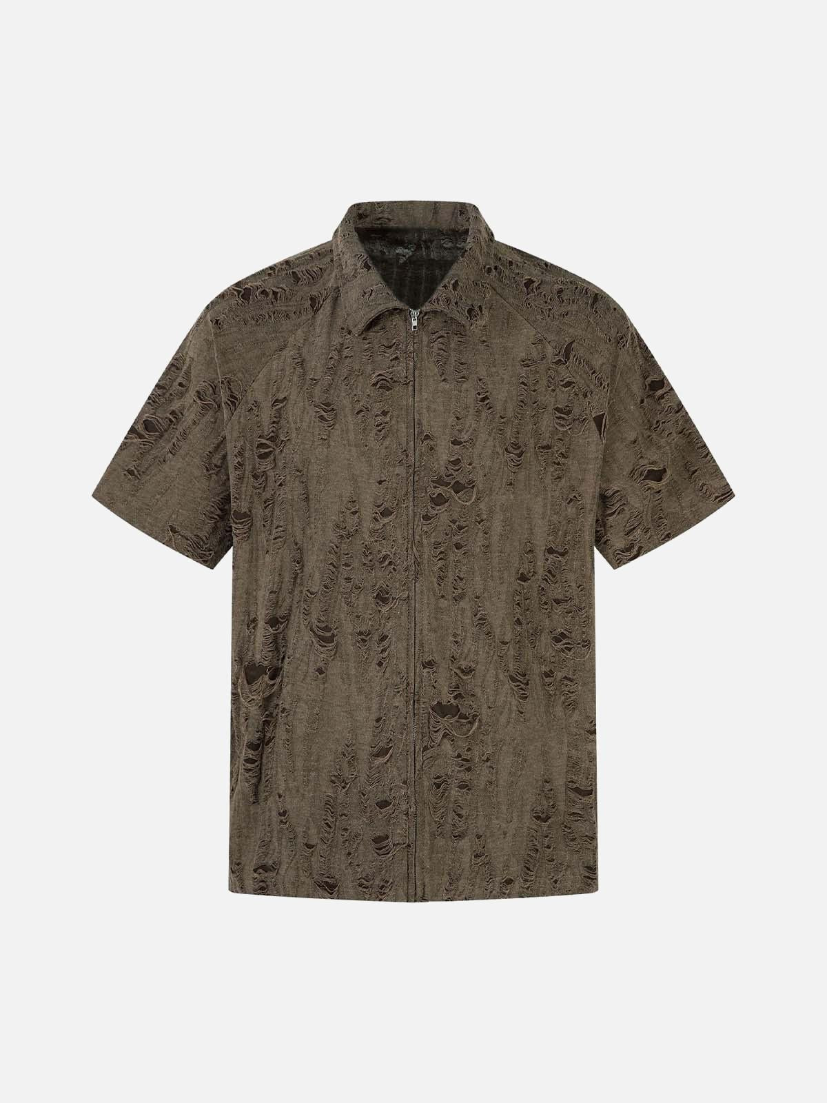 Concert Outfit Distressed Ripped Short Sleeve Shirt Concert Outfit Distressed Ripped Short Sleeve Shirt