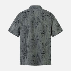 Concert Outfit Distressed Ripped Short Sleeve Shirt