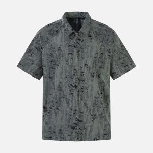 Concert Outfit Distressed Ripped Short Sleeve Shirt