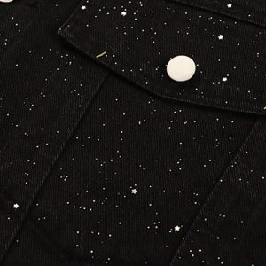 Concert Outfit Distressed Sequin Design Denim Jacket