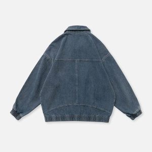 Concert Outfit Distressed Solid Color Denim Jacket