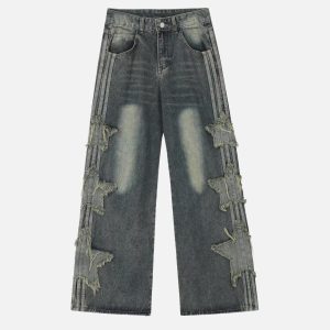 Concert Outfit Distressed Star Patch Jeans