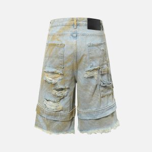 Concert Outfit Distressed Tie-Dye Denim Shorts