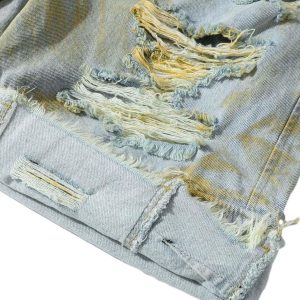 Concert Outfit Distressed Tie-Dye Denim Shorts