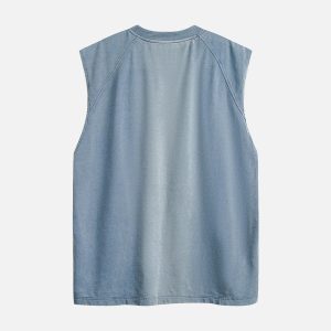 Concert Outfit Distressed Washed Embroidered Gradient Vest