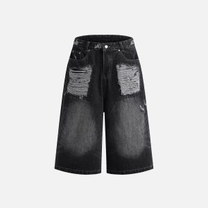 Concert Outfit Distressed Washed Longlie Jorts