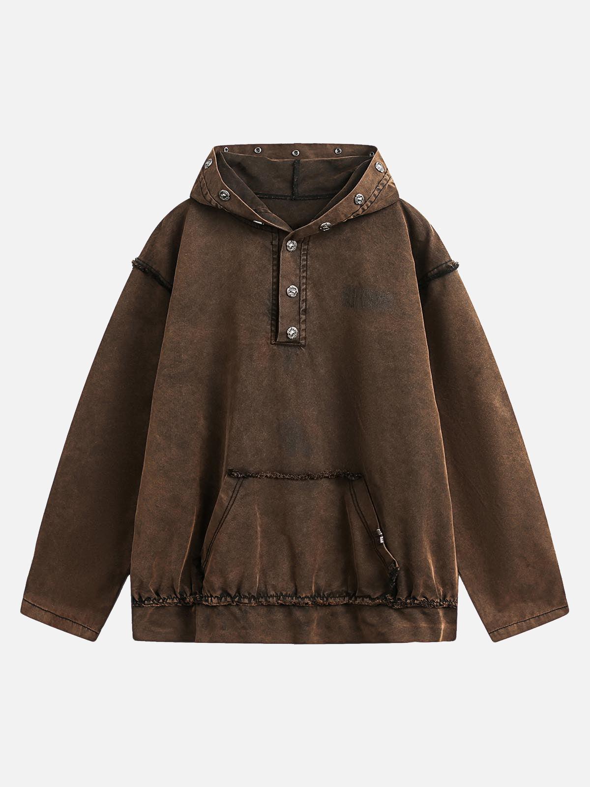 Concert Outfit Distressed Washed Rivet Hooded Denim Sweatshirt Concert Outfit Distressed Washed Rivet Hooded Denim Sweatshirt