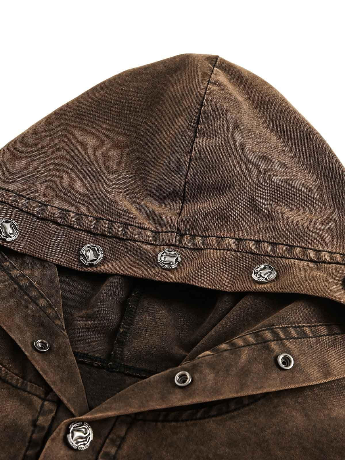 Concert Outfit Distressed Washed Rivet Hooded Denim Sweatshirt Concert Outfit Distressed Washed Rivet Hooded Denim Sweatshirt