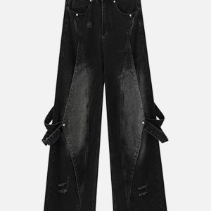 Concert Outfit Distressed Washed Stitching Jeans