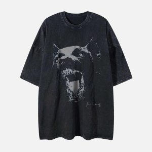 Concert Outfit Doberman Print Washed T-Shirt