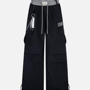 Concert Outfit Double Waist Drawstring Baggy Cargo Pants