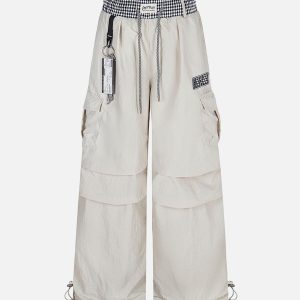 Concert Outfit Double Waist Drawstring Baggy Cargo Pants