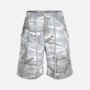 Concert Outfit Drawstring Camouflage Cargo Shorts