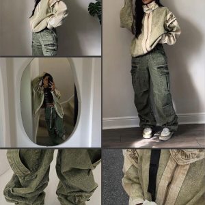 Concert Outfit Drawstring Loose Cargo Jeans