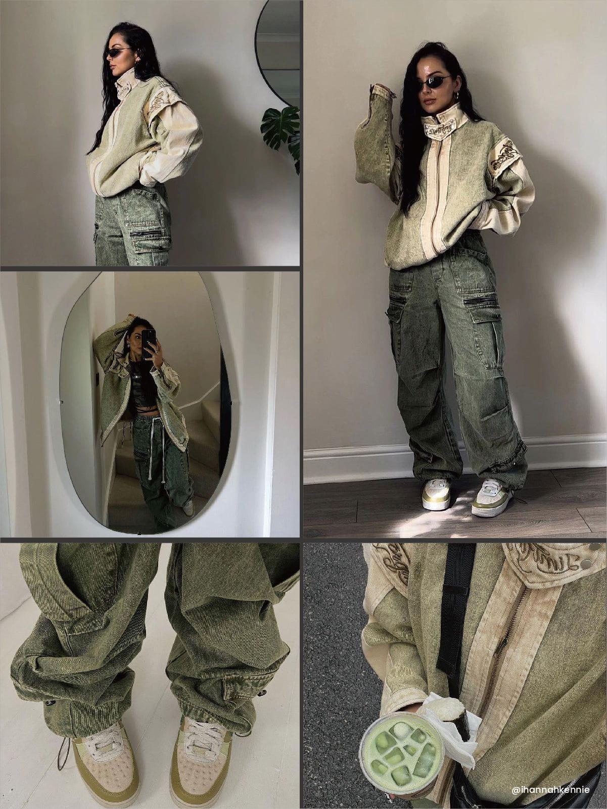 Concert Outfit Drawstring Loose Cargo Jeans Concert Outfit Drawstring Loose Cargo Jeans