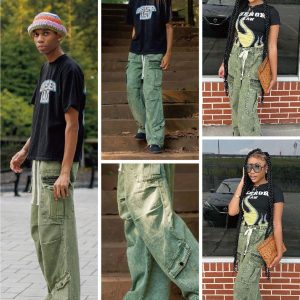 Concert Outfit Drawstring Loose Cargo Jeans