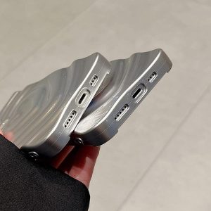 Concert Outfit Electroplate Silver 3D Heart Water Ripple Phone Case