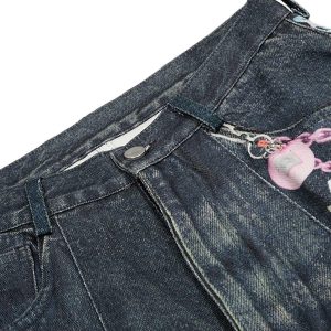 Concert Outfit Embellished Chain Denim Shorts