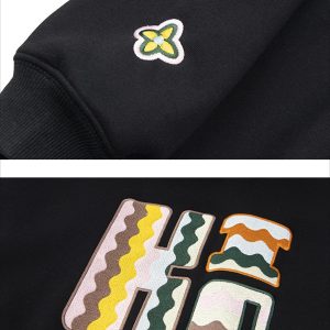 Concert Outfit Embroidered Contrast Check Hoodie
