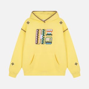Concert Outfit Embroidered Contrast Check Hoodie