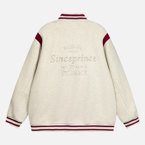 Concert Outfit Embroidered Contrast Color Varsity Jacket