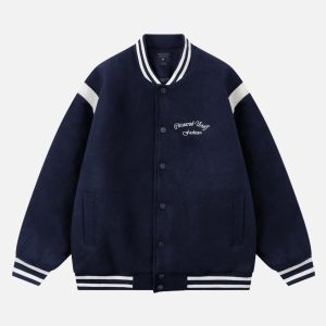 Concert Outfit Embroidered Contrast Color Varsity Jacket