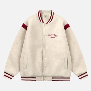 Concert Outfit Embroidered Contrast Color Varsity Jacket