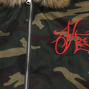 Concert Outfit Embroidered Detachable Fur Hooded Jacket