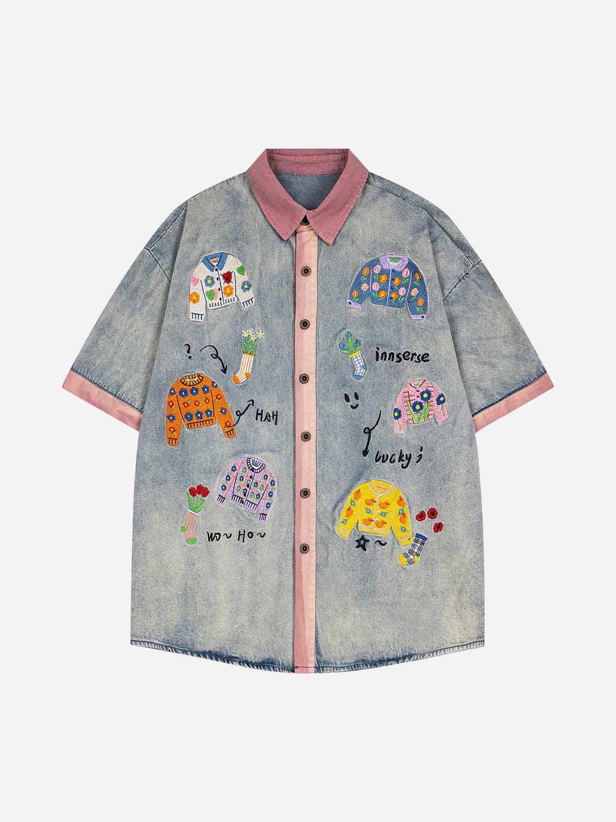 Concert Outfit Embroidered Patch Denim Shirt Concert Outfit Embroidered Patch Denim Shirt