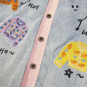 Concert Outfit Embroidered Patch Denim Shirt