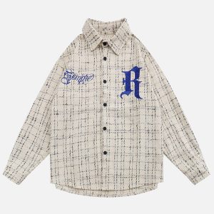 Concert Outfit Embroidered Plaid Shirt