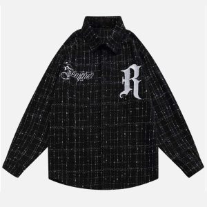 Concert Outfit Embroidered Plaid Shirt