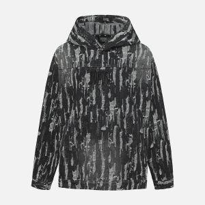 Concert Outfit Embroidered Washed Denim Hoodie