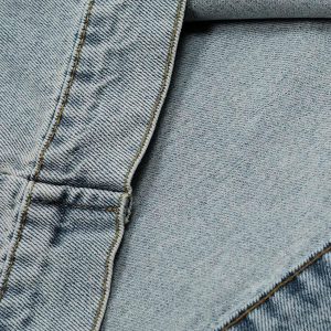 Concert Outfit Embroidered Washed Distressed Denim Hoodie