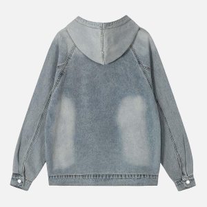 Concert Outfit Embroidered Washed Distressed Denim Hoodie