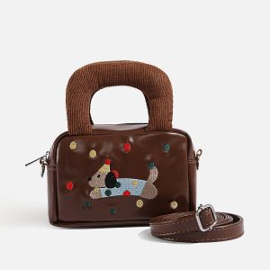 Concert Outfit Embroidery Cartoon Dog Bag