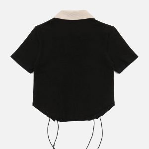 Concert Outfit Embroidery Side Drawstring Fold-Over Star Tee