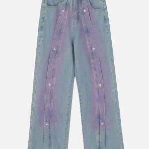 Concert Outfit Embroidery Star Washed Jeans